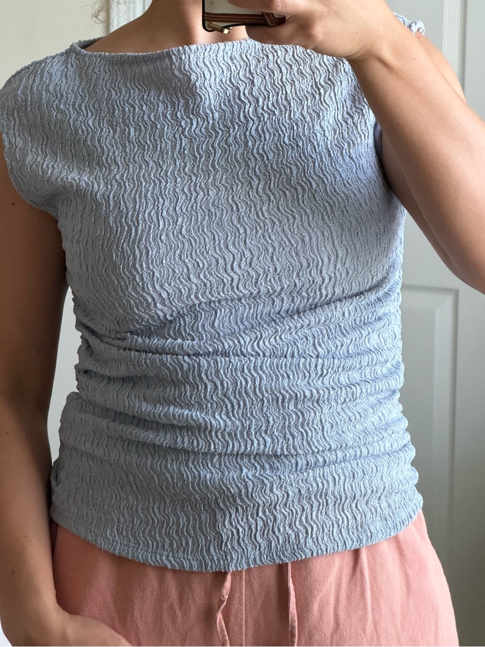 H&M Light Blue Textured Top